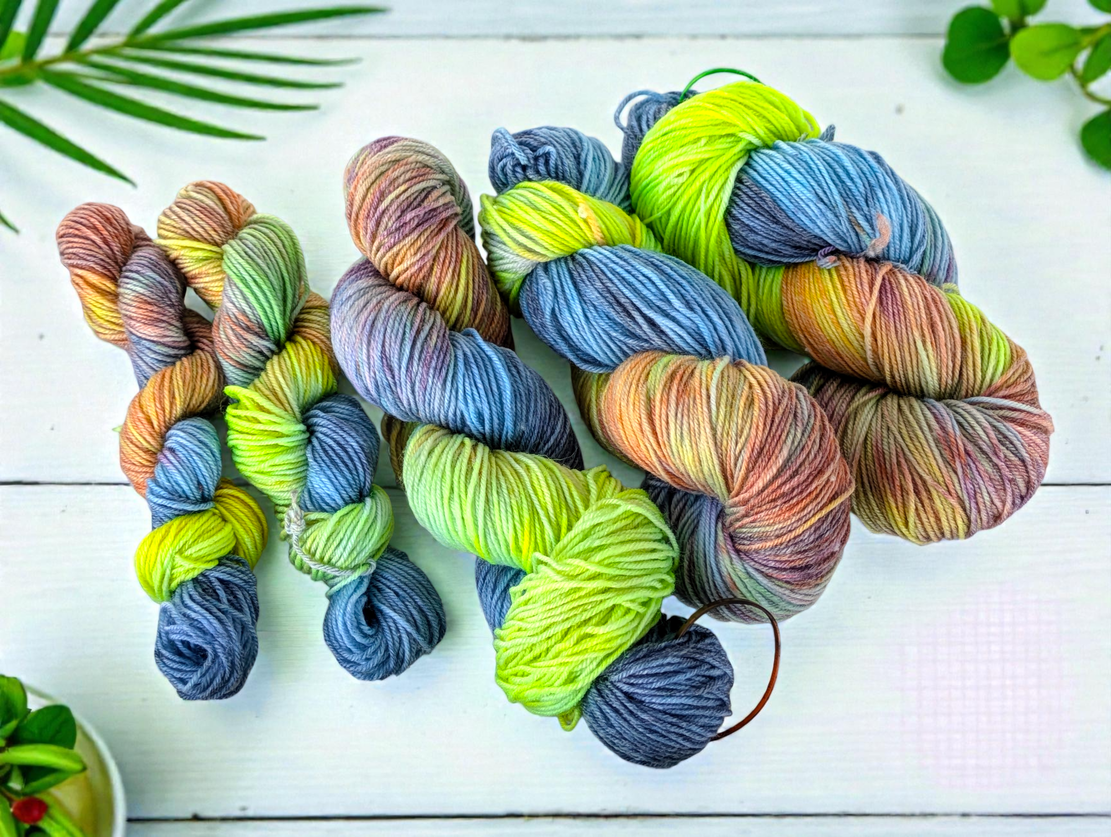 Birdsong Mini - Lime and Frost- Hand-dyed Yarn
