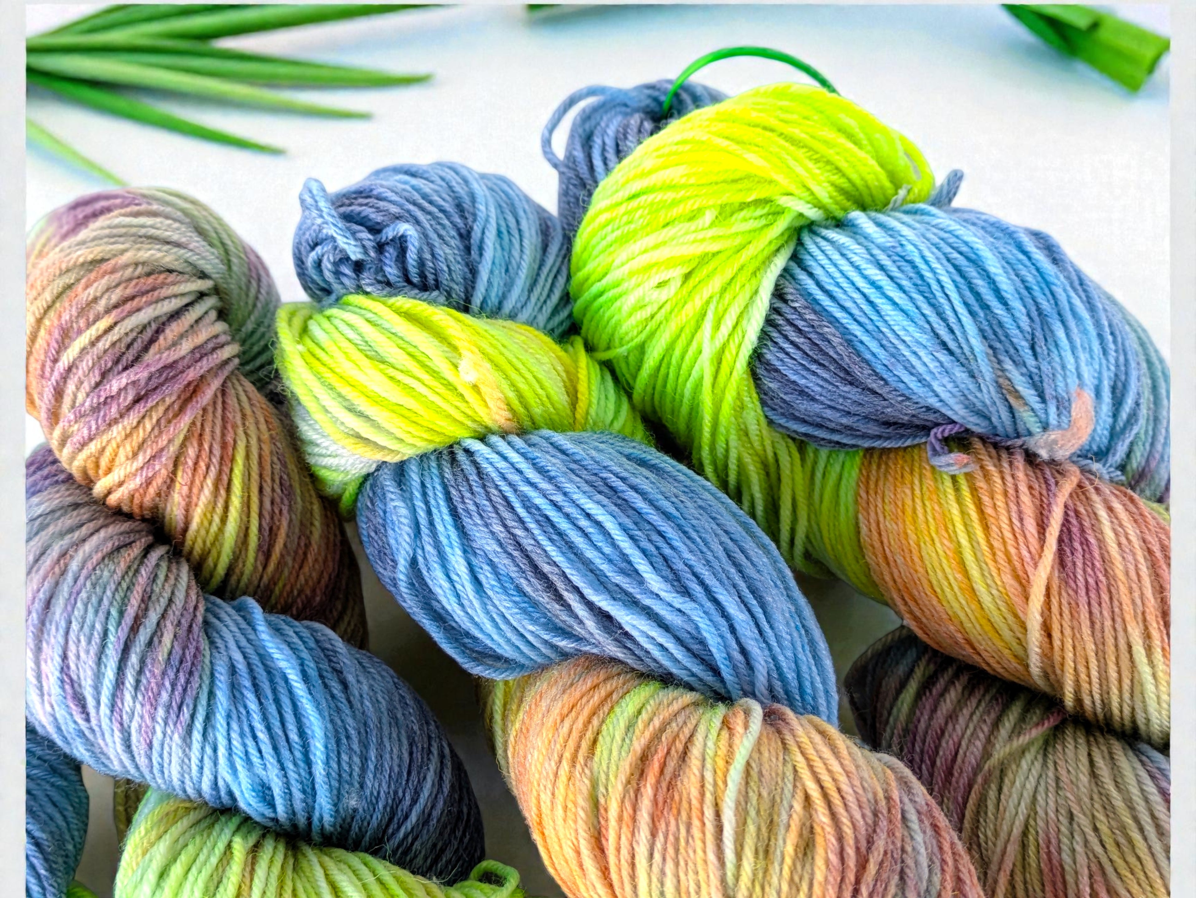Birdsong Mini - Lime and Frost- Hand-dyed Yarn